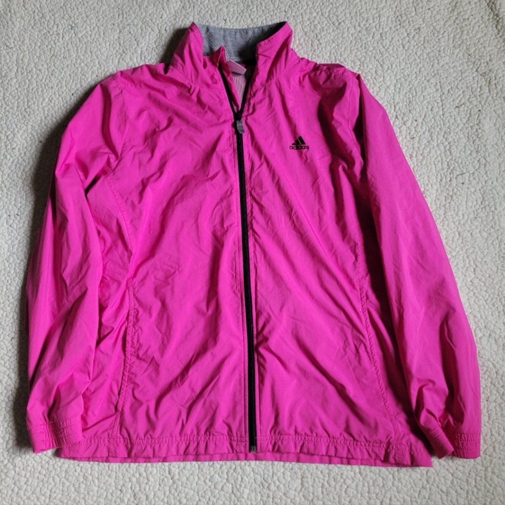 Adidas windbreaker pink size large
